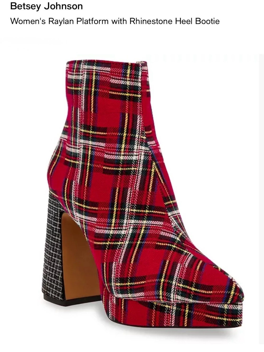 Betsey Johnson Raylan Red Plaid Platform Ankle Booties- size 9.5